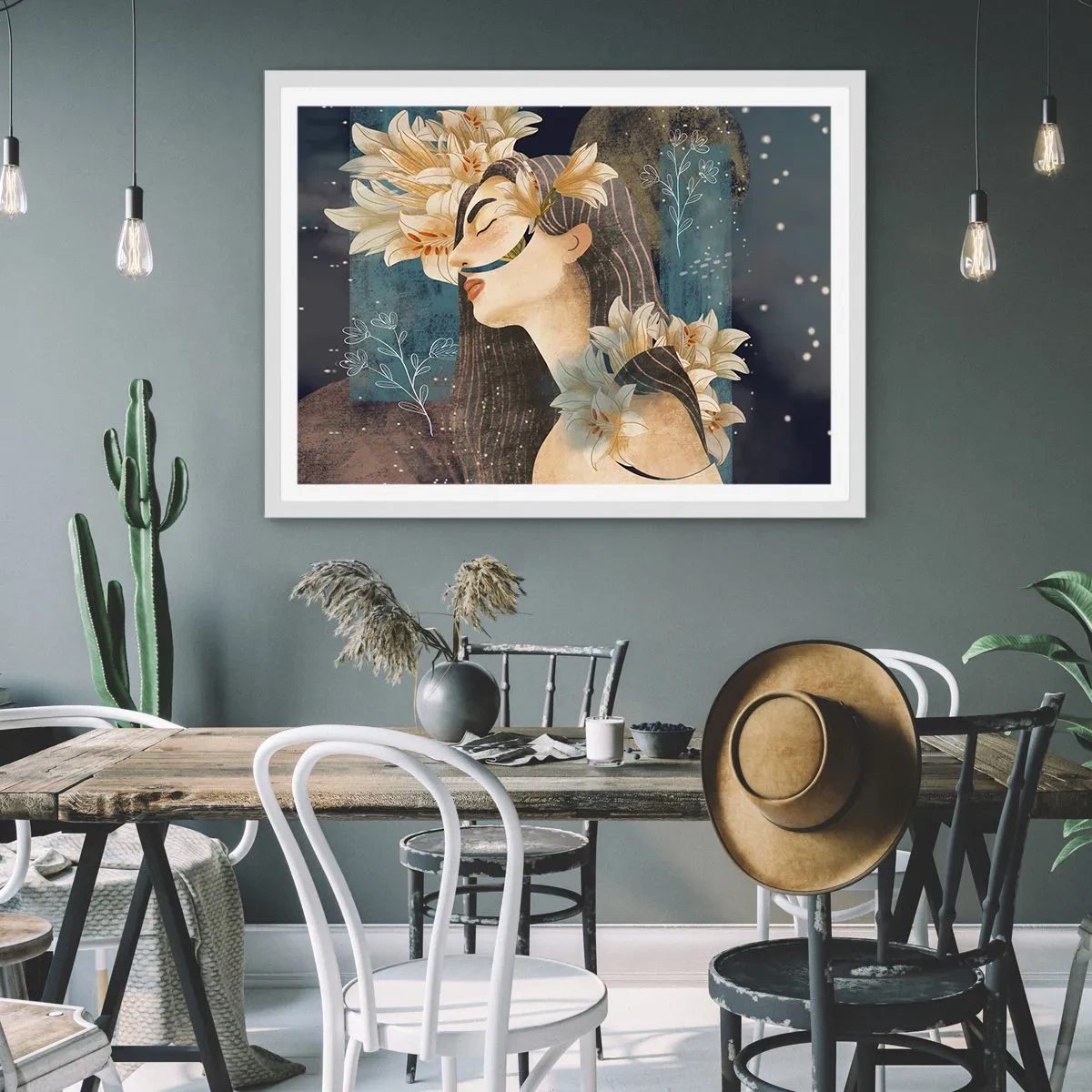 Affiche dans un cadre blanc - Poster - Conte de fée sur la princesse lilas - 70x50 cm