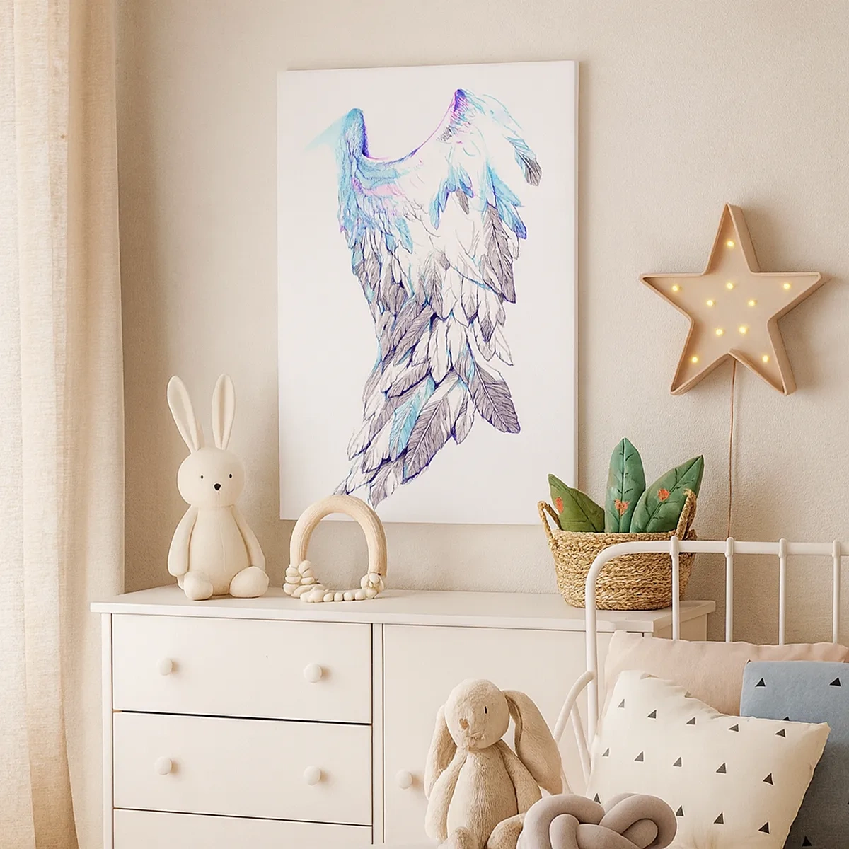 Impression sur toile - Image sur toile - Ailes d'ange délicates aux tons pastel - 50x70cm - j'ai besoin d'ailes - Décoration murale moderne pour le salon et la chambre ARTTOR