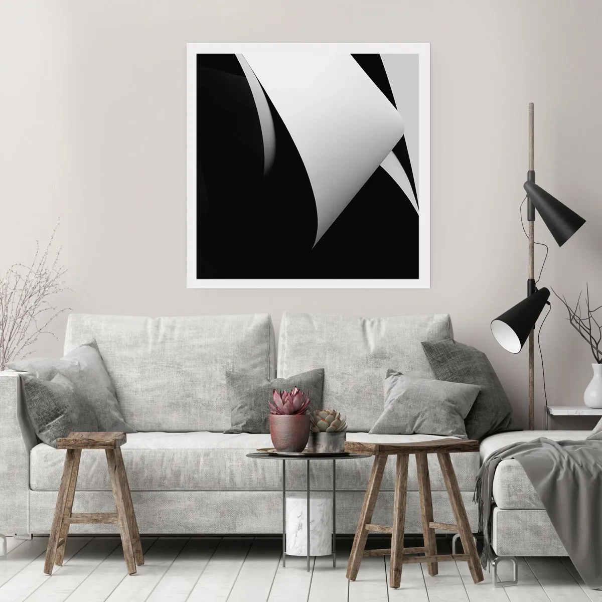 Affiche - Poster - Plans de lumière venus des profondeurs de l'ombre - 60x60 cm