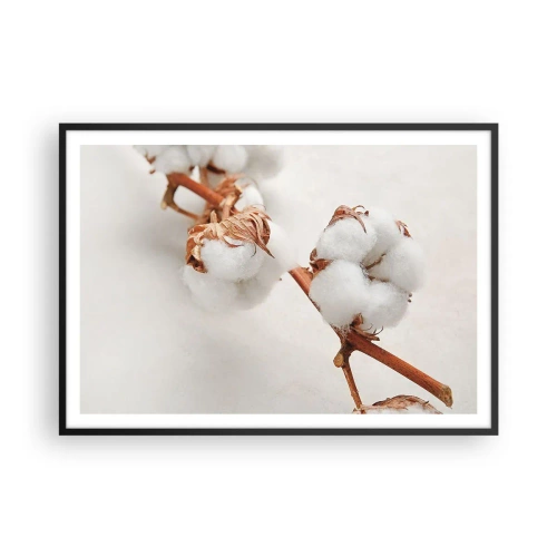 Affiche dans un cadre noir - Poster - Un brin de coton sur un fond subtil - 100x70cm - Seulement caliner - Décoration murale moderne pour le salon et la chambre ARTTOR