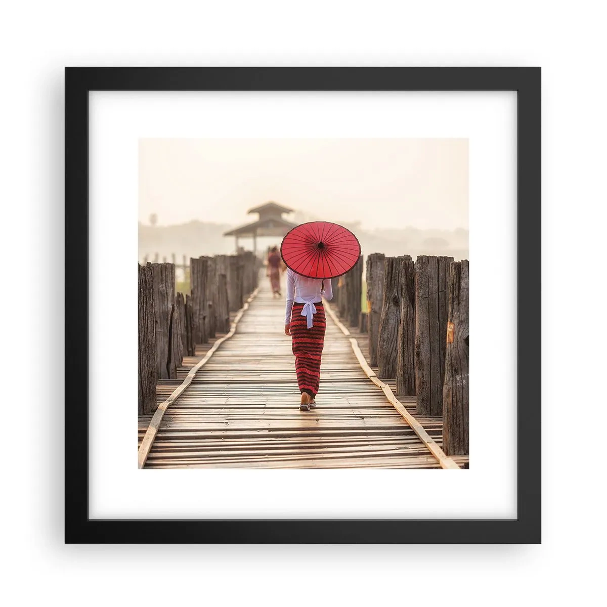 Affiche dans un cadre noir - Poster - Sur le vieux pont - 30x30 cm