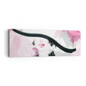 Impression sur toile - Image sur toile - Portrait d'une dame en noir et rose - 90x30 cm