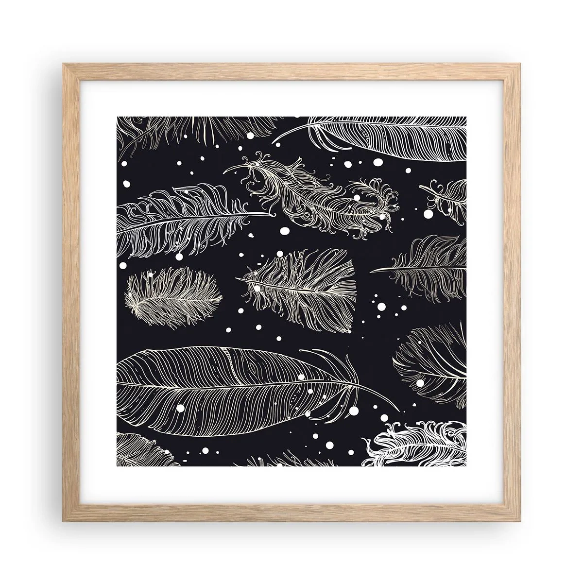 Affiche dans un chêne clair - Poster - Toile de plumes - 40x40 cm