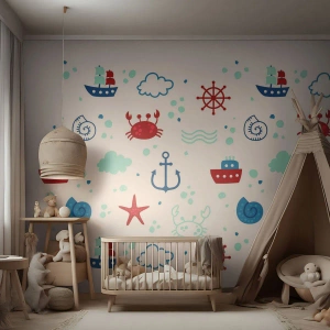 Papier Peint Photo Standard Eco - Conte de fées de la mer - voile, Nautique, Ancre - 250x175 cm