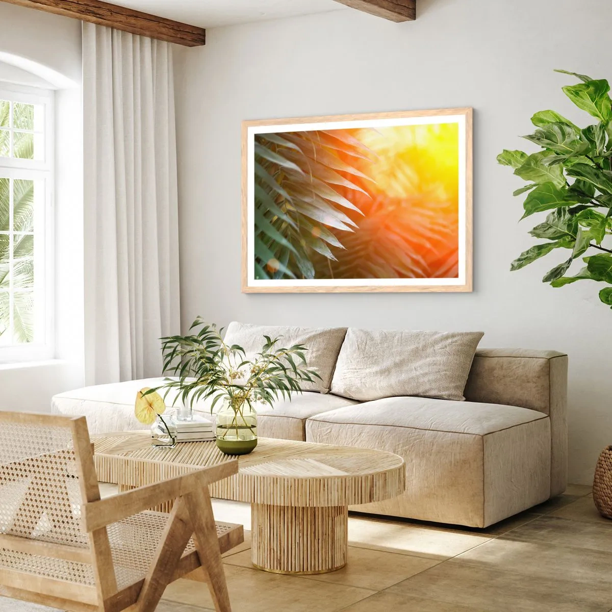 Affiche dans un chêne clair - Poster - Matinée dans la jungle - 100x70 cm