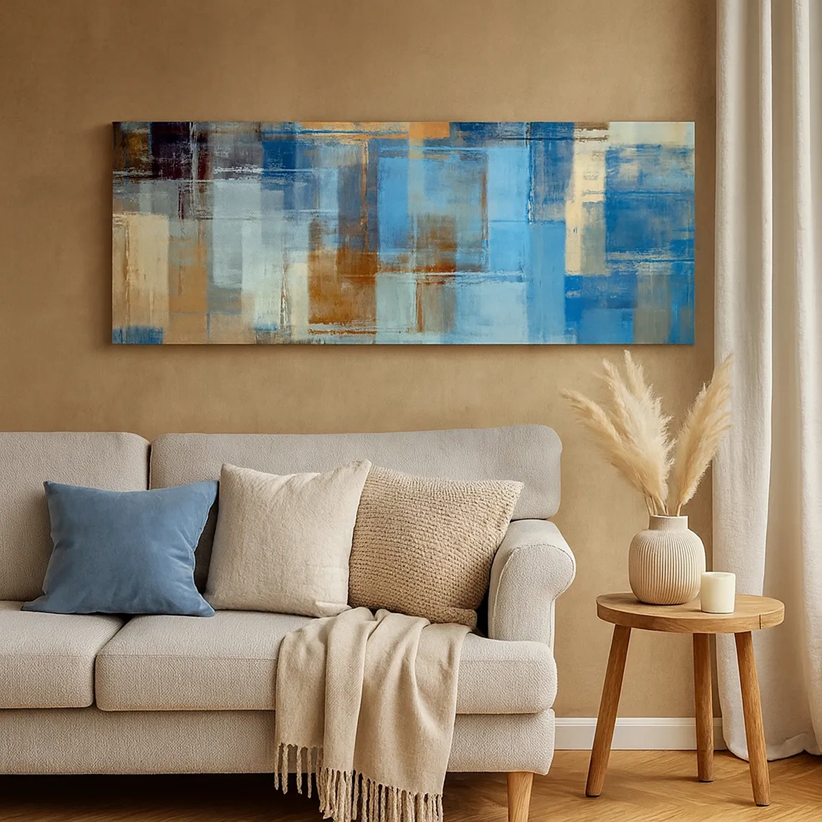 Impression sur toile - Image sur toile - A travers le voile bleu - 30x30 cm
