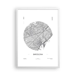 Affiche dans un cadre blanc - Poster - Anatomie de Barcelone - 50x70 cm