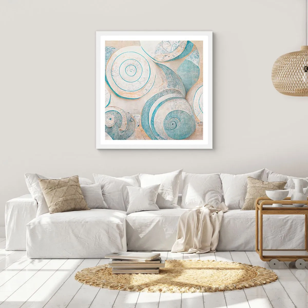 Affiche dans un cadre blanc - Poster - Que cache la coque ? - 60x60 cm