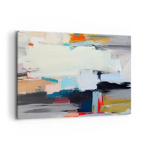 Impression sur toile - Image sur toile - Abstraction colorée avec des coups de pinceau dynamiques - 120x80cm - Y a-t-il une méthode ? - Décoration murale moderne pour le salon et la chambre ARTTOR