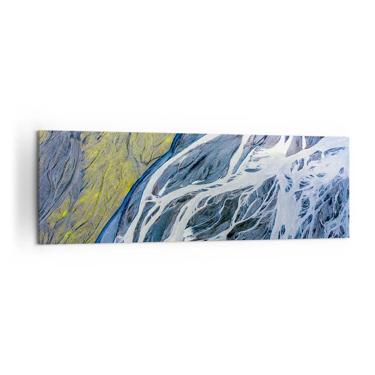 Impression sur toile - Image sur toile - Vue aérienne abstraite des lits de rivières sinueux - 160x50cm - Peintures rupestres de la nature - Décoration murale moderne pour le salon et la chambre ARTTOR
