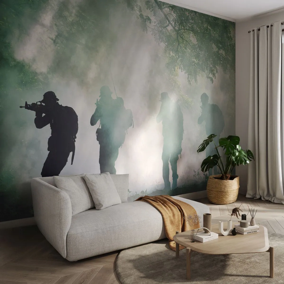 Papier Peint Photo Premium Canvas - Un pour tous… - Soldat, Arme, Fusil - 350x256 cm