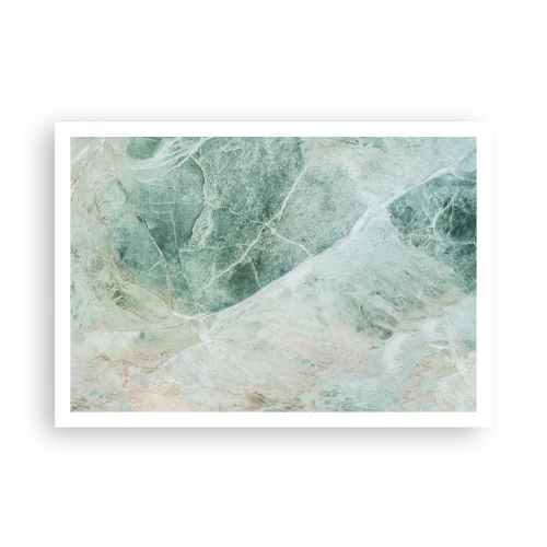 Affiche - Poster - Marbre vert aux délicates veines blanches - 100x70cm - La noble froideur de la pierre - Décoration murale moderne pour le salon et la chambre ARTTOR