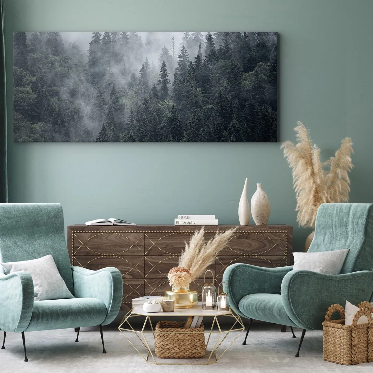 Impression sur toile - Image sur toile - Aube de la forêt - 100x40 cm