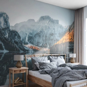 Papier Peint Photo Standard Eco - Reflet de paysage - Paysage, Montagnes, Lac - 200x140 cm