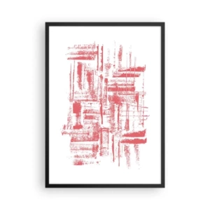 Affiche dans un cadre noir - Poster - Lignes géométriques rouges sur fond blanc - 50x70cm - La ville rouge - Décoration murale moderne pour le salon et la chambre ARTTOR