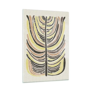 Impression sur verre - Image sur verre - Abstraction organique dans des tons terreux chauds sur un fond clair - 50x70cm - Abstraction pleine de vie - Décoration murale moderne pour le salon et la chambre ARTTOR