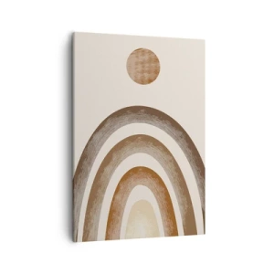 Impression sur toile - Image sur toile - Motif planétaire géométrique dans les tons de marron - 50x70cm - Dans une galaxie lointaine - Décoration murale moderne pour le salon et la chambre ARTTOR