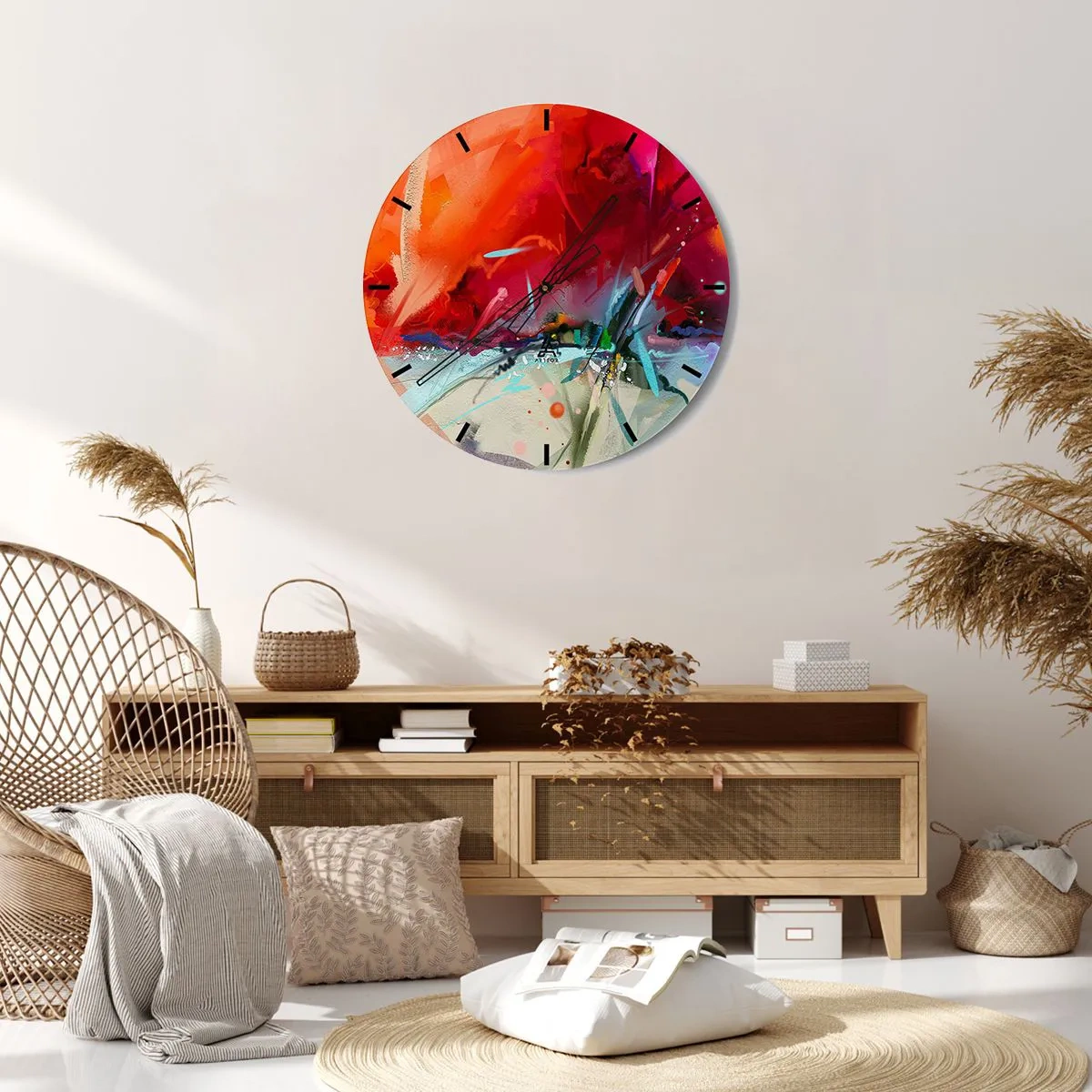 Horloge murale - Pendule murale - Une explosion de lumières et de couleurs - 30x30 cm