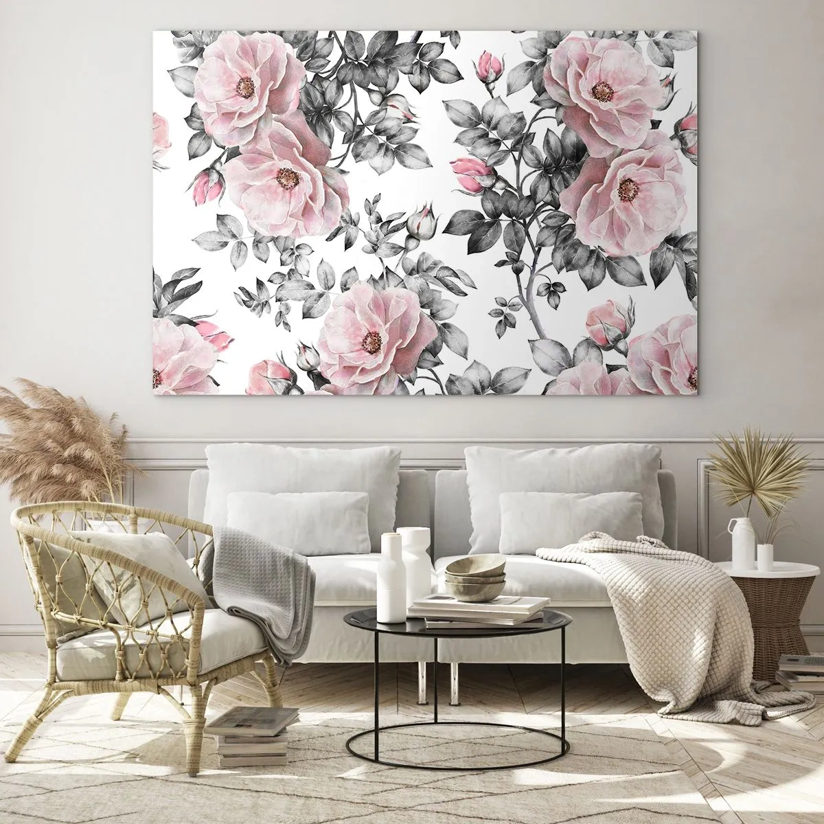 Impression sur verre - Image sur verre - Perdez-vous dans les fleurs de rose - 120x80cm - Se perdre dans les fleurs des roses - Décoration murale moderne pour le salon et la chambre ARTTOR