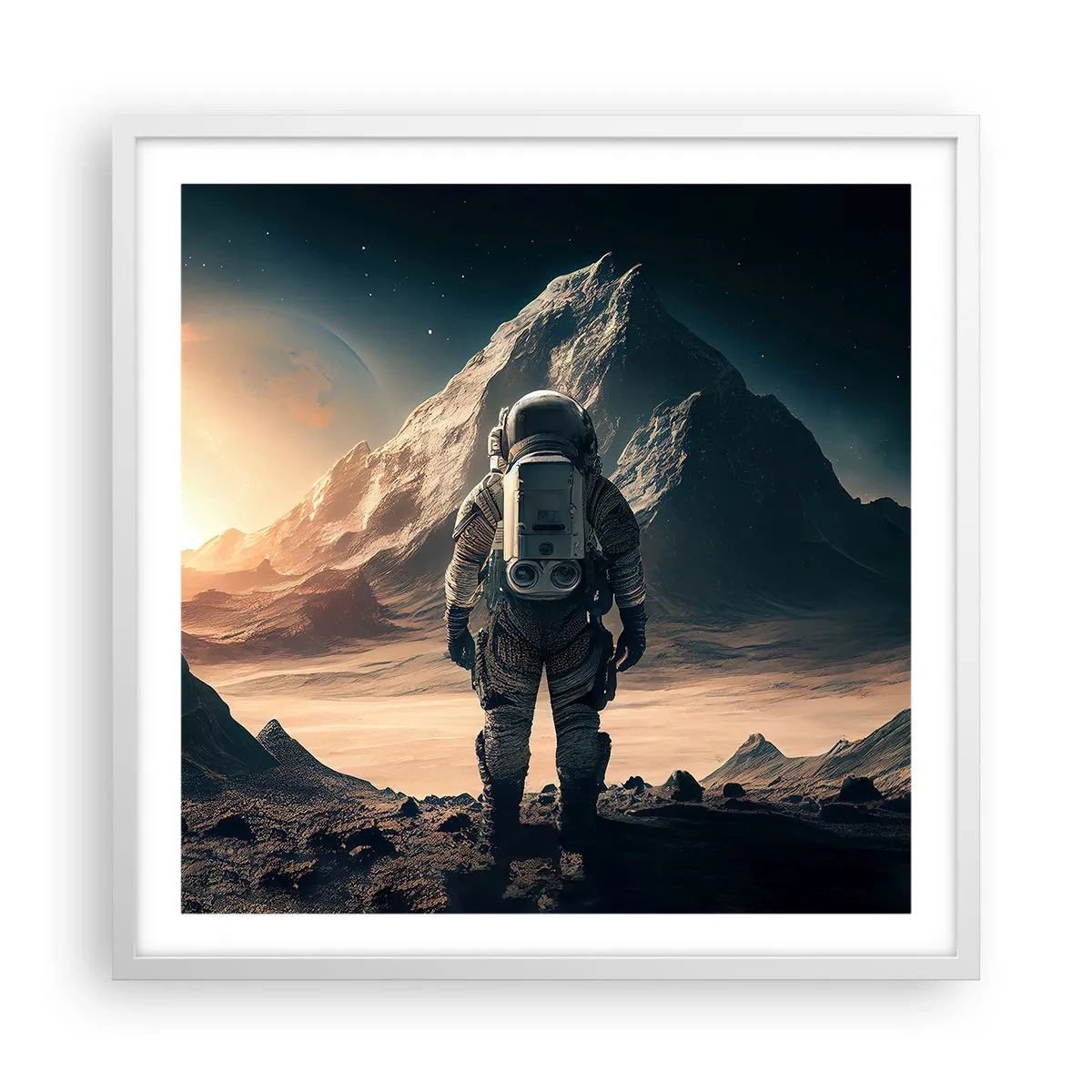 Affiche dans un cadre blanc - Poster - Nouveau défi - 60x60 cm