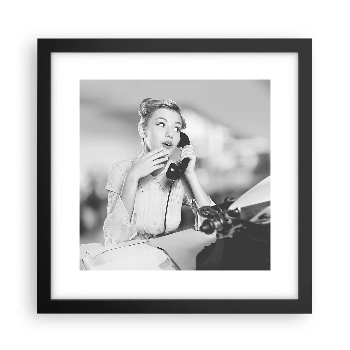 Affiche dans un cadre noir - Poster - Hello! Ici les années 50 - 30x30 cm