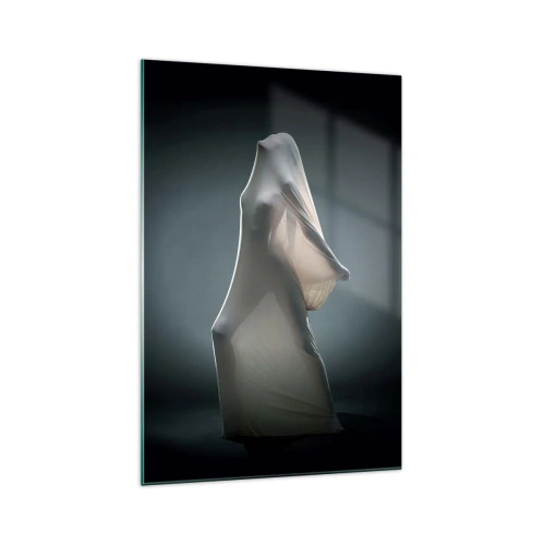 Impression sur verre - Image sur verre - Une figure en tissu blanc sur fond sombre - 70x100cm - Une soif secrète - Décoration murale moderne pour le salon et la chambre ARTTOR