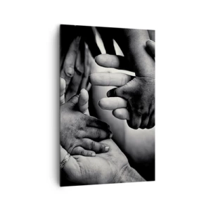 Impression sur toile - Image sur toile - Mains noires et blanches de différentes générations - 80x120cm - Être humain - Décoration murale moderne pour le salon et la chambre ARTTOR