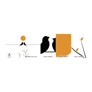 Échantillon de Papier Peint Autocollant Deluxe Sticker - Soirée pour rossignols - Abstraction, Des oiseaux, Graphique - 100x30 cm