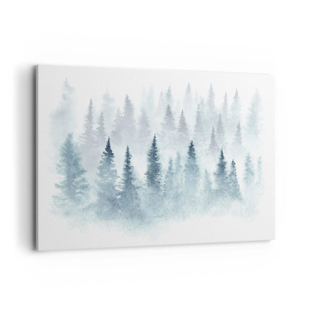Impression sur toile - Image sur toile - Forêts de conifères baignées d'un brouillard délicat - 120x80cm - Enveloppé de brouillard - Décoration murale moderne pour le salon et la chambre ARTTOR