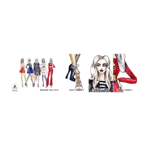 Échantillon de Papier Peint Autocollant Deluxe Sticker - Every week Fashion Week - Femme, Mode, Modèle - 100x30 cm