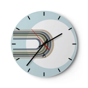 Horloge murale - Pendule murale - Lignes graphiques en forme d'aimant sur fond bleu - 30x30cm - Attraction irrésistible - Décoration murale moderne pour le salon, la cuisine et la chambre ARTTOR