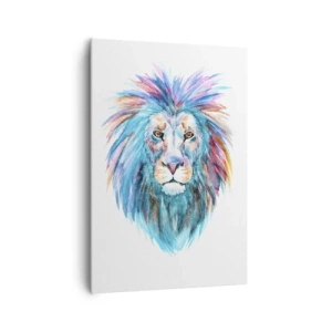 Impression sur toile - Image sur toile - Portrait à l'aquarelle d'un lion aux couleurs vives - 70x100cm - Aura électrique - Décoration murale moderne pour le salon et la chambre ARTTOR