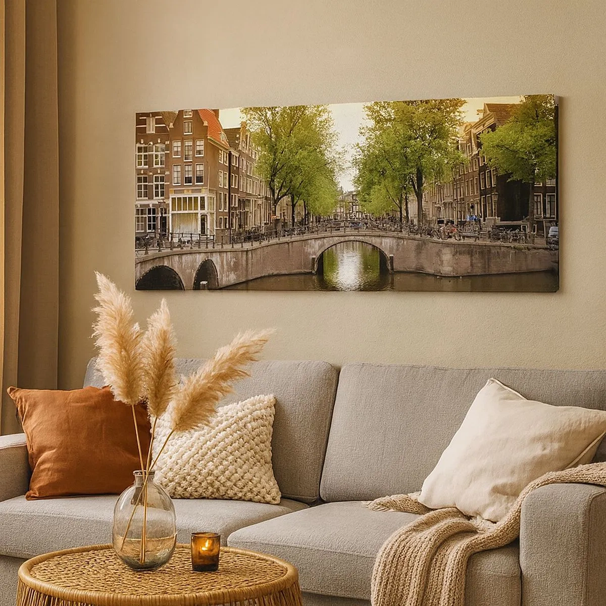 Impression sur toile - Image sur toile - En bateau ou à vélo ? - 100x40 cm