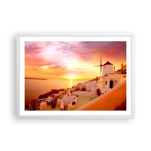 Affiche dans un cadre blanc - Poster - Fondre en blanc et or - 70x50 cm