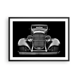 Affiche dans un cadre noir - Poster - Une voiture vintage en noir et blanc - 70x50cm - Un vrai gentleman - Décoration murale moderne pour le salon et la chambre ARTTOR