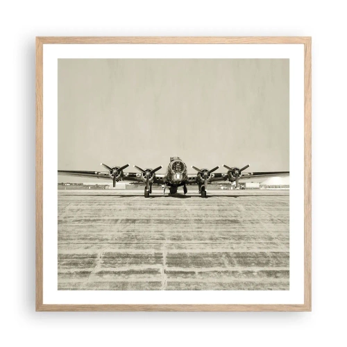 Affiche dans un chêne clair - Poster - Toujours prêt! - 60x60 cm