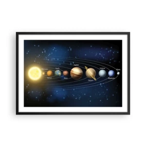Affiche dans un cadre noir - Poster - Schéma du système solaire avec les planètes et le soleil - 70x50cm - L'une des dix - Décoration murale moderne pour le salon et la chambre ARTTOR