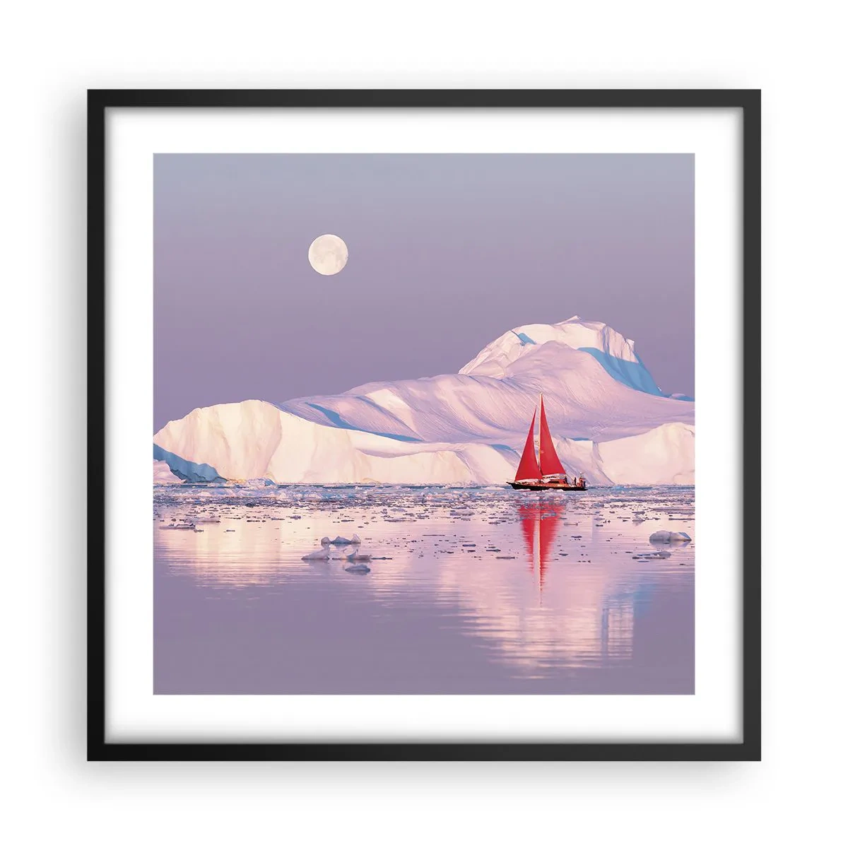 Affiche dans un cadre noir - Poster - La chaleur de la voile, le froid de la glace - 50x50 cm