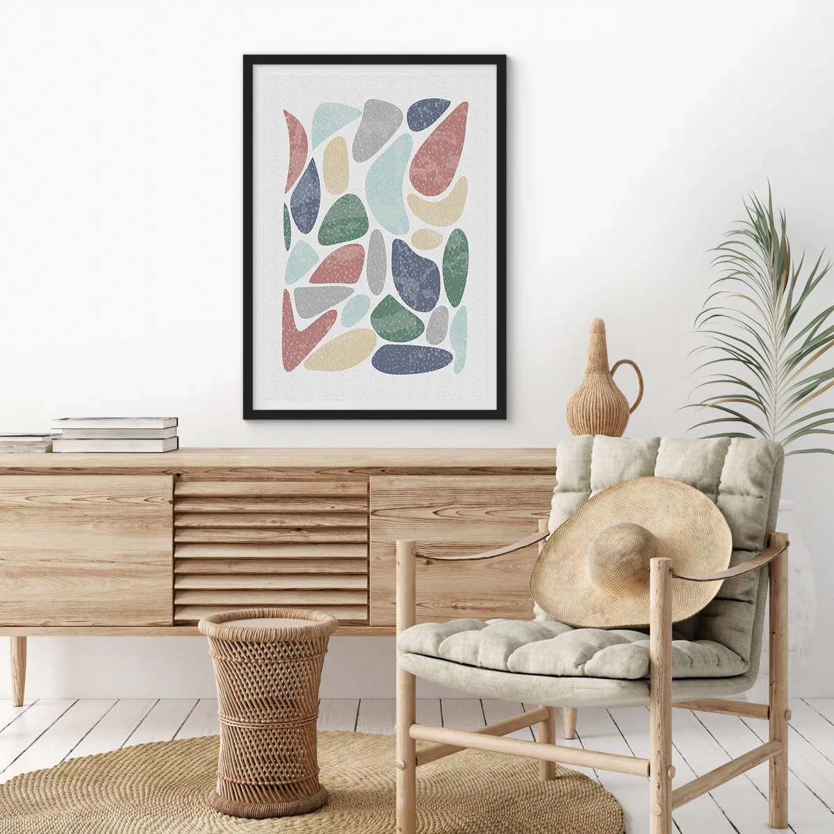 Affiche dans un cadre noir - Poster - Une mosaïque de couleurs poudrées - 30x40 cm