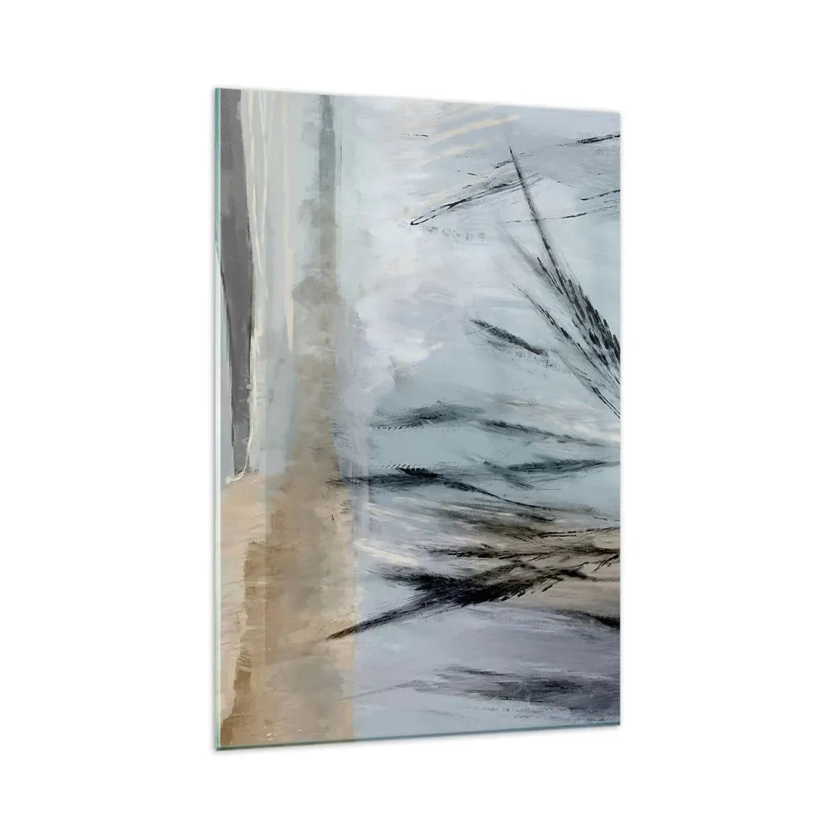 Impression sur verre - Image sur verre - Un paysage hivernal pittoresque avec des champs et des herbes - 80x120cm - Champs d'hiver - Décoration murale moderne pour le salon et la chambre ARTTOR