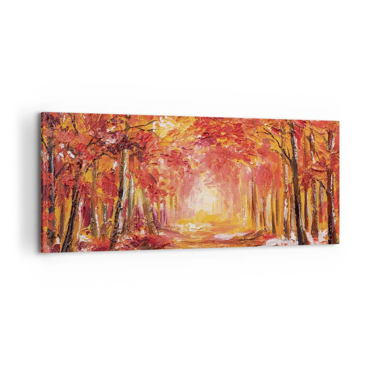 Impression sur toile - Image sur toile - Forêt d'automne aux tons cuivrés et dorés - 120x50cm - Forêt de cuivre - Décoration murale moderne pour le salon et la chambre ARTTOR