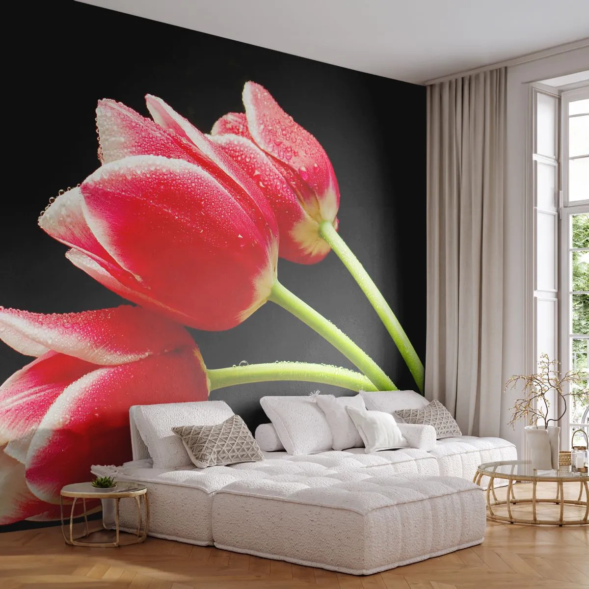 Papier peint sur mesure Premium Canvas - Une promesse d'amour pur - Fleurs, Tulipes, Nature