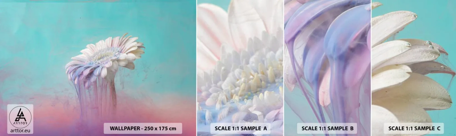 Échantillon de Papier Peint Autocollant Deluxe Sticker - Le monde souterrain des fleurs - Abstraction, Fleur, Morceau - 100x30 cm