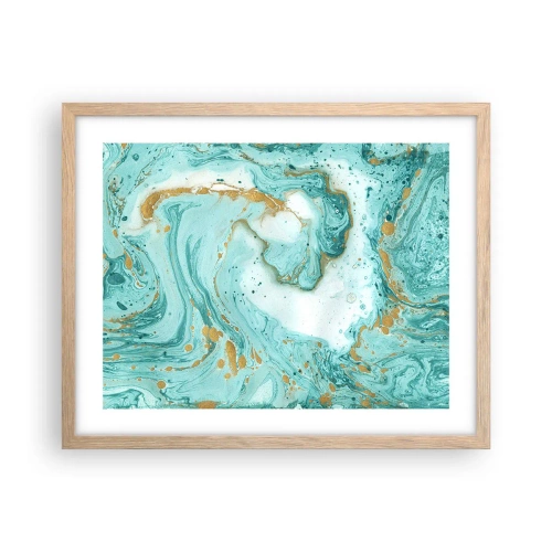 Affiche dans un chêne clair - Poster - Sous la grande vague de l'ère Edo - 50x40 cm