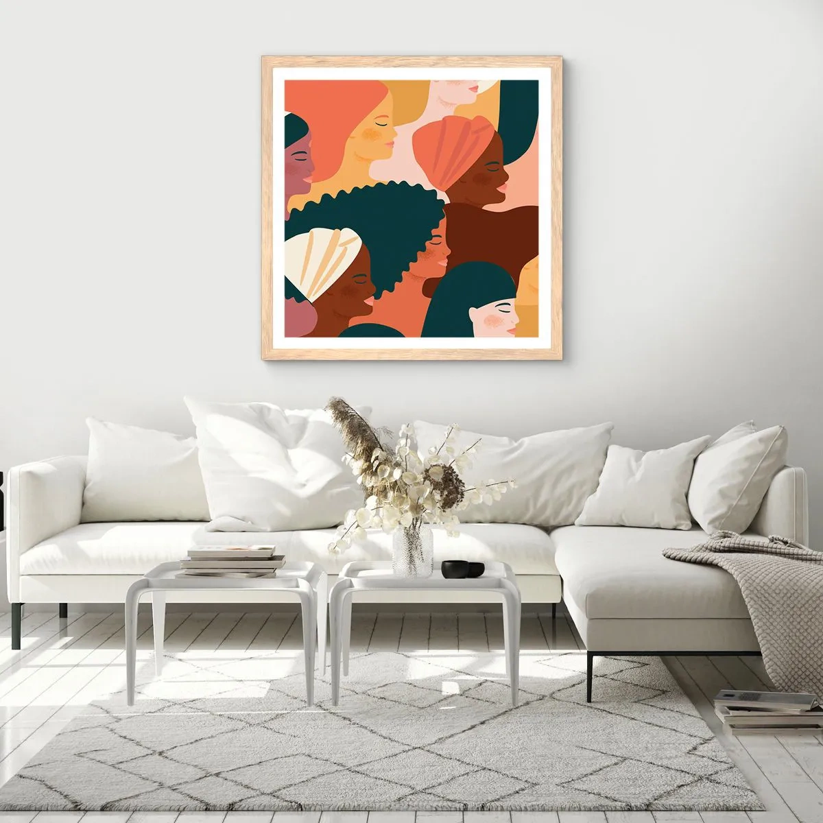 Affiche dans un chêne clair - Poster - Uniquement la féminité - 30x30 cm