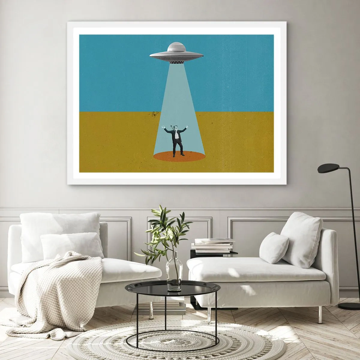 Affiche dans un cadre blanc - Poster - Rencontre proche - 100x70 cm