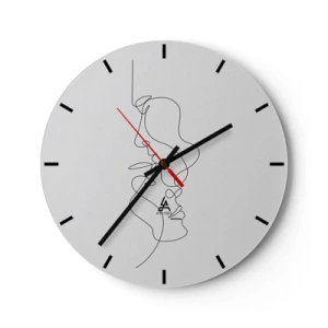Horloge murale - Pendule murale - Contours de visage minimalistes en lignes noires sur fond blanc - 30x30cm - Chaleur de désir renaissant - Décoration murale moderne pour le salon, la cuisine et la chambre ARTTOR