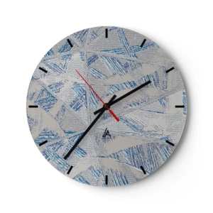 Horloge murale - Pendule murale - Motif géométrique avec des lignes bleues sur fond gris - 30x30cm - Dans un labyrinthe bleu-gris - Décoration murale moderne pour le salon, la cuisine et la chambre ARTTOR