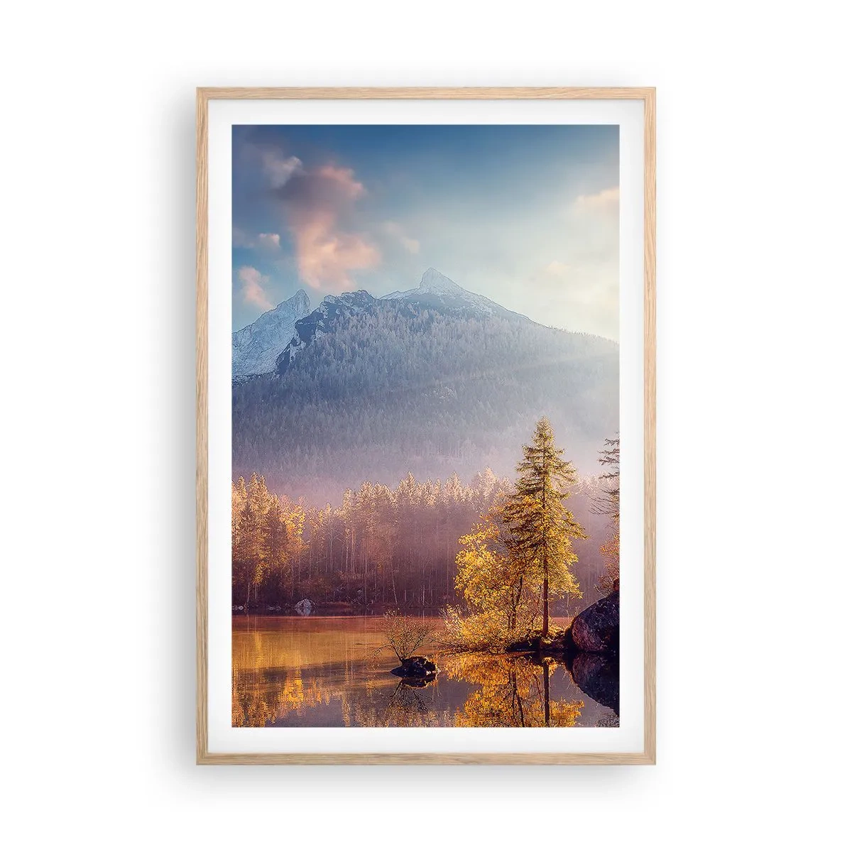 Affiche dans un chêne clair - Poster - Dans les montagnes et les vallées - 61x91 cm