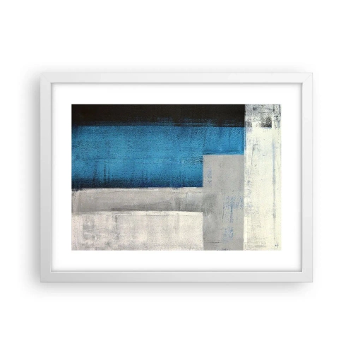 Affiche dans un cadre blanc - Poster - Une composition poétique de gris et de bleu - 40x30 cm
